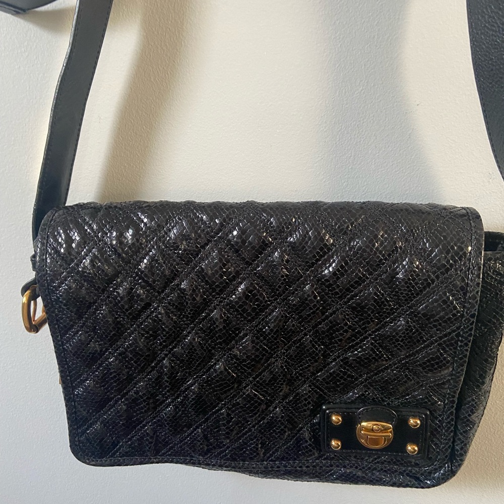 Rare MARC JACOBS spio stardust Black Quilted Printed Python handbag